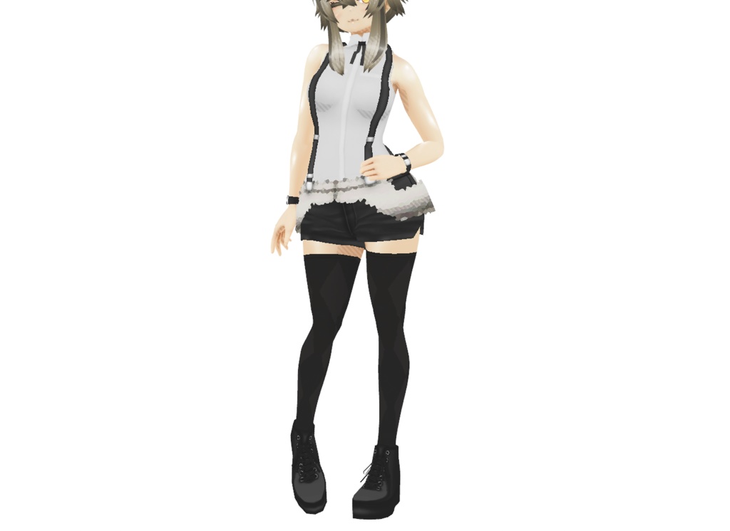 VRoid衣装「ノースリーブシャツ&サスペンダー」カスタムアイテム&テクスチャ
