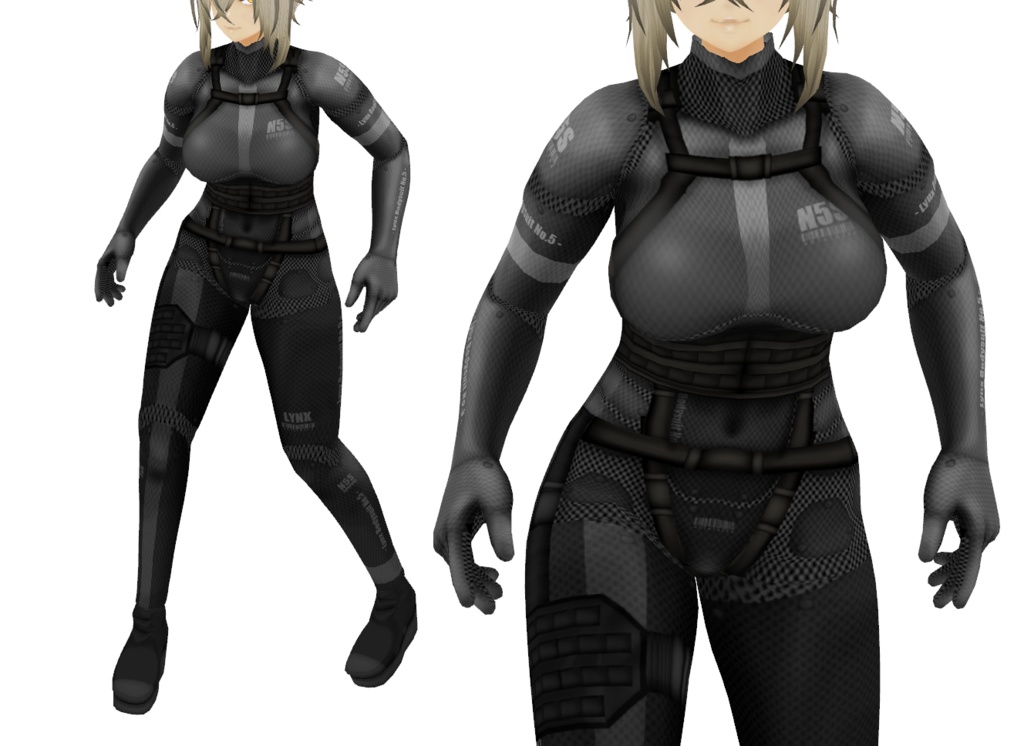 VRoid衣装「N5ミリタリースーツ」カスタムアイテム＆テクスチャ男女兼用