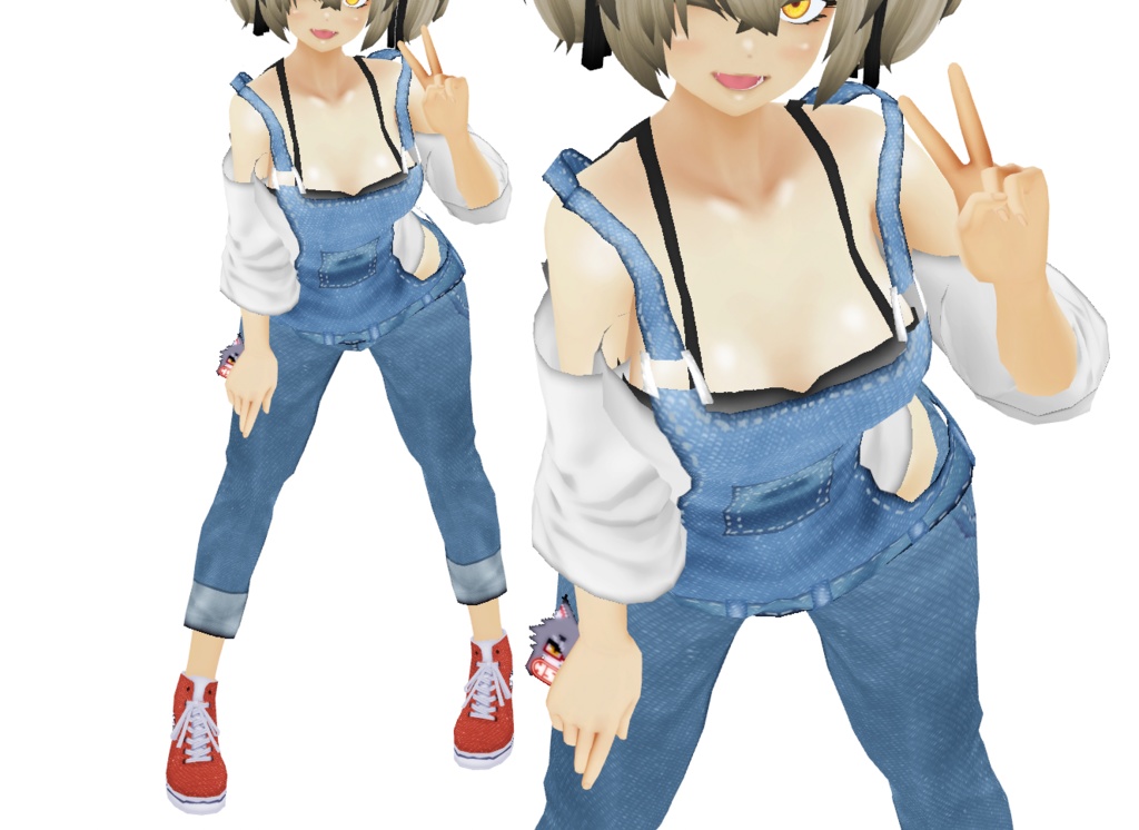 VRoid衣装「シンプルオーバーオールセット」カスタムアイテム&テクスチャ男女兼用