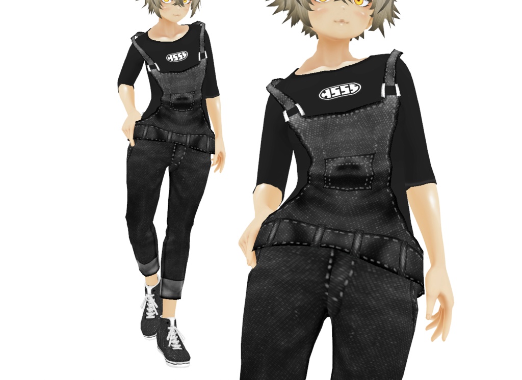 VRoid衣装「シンプルオーバーオールセット」カスタムアイテム&テクスチャ男女兼用