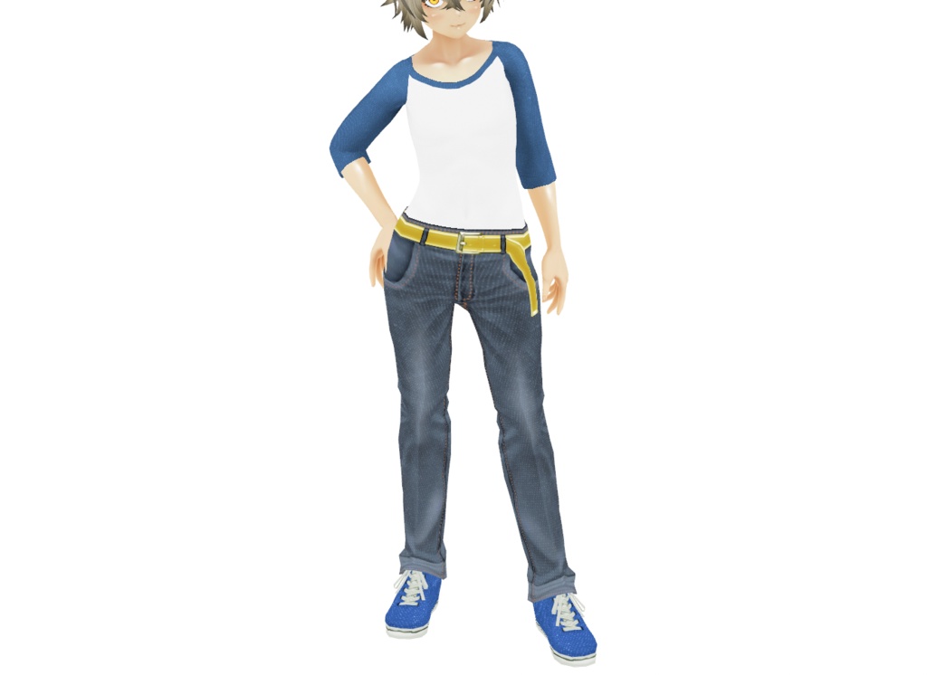 VRoid衣装「シンプルラグランシャツ&ジーパン」カスタムアイテム&テクスチャ男女兼用