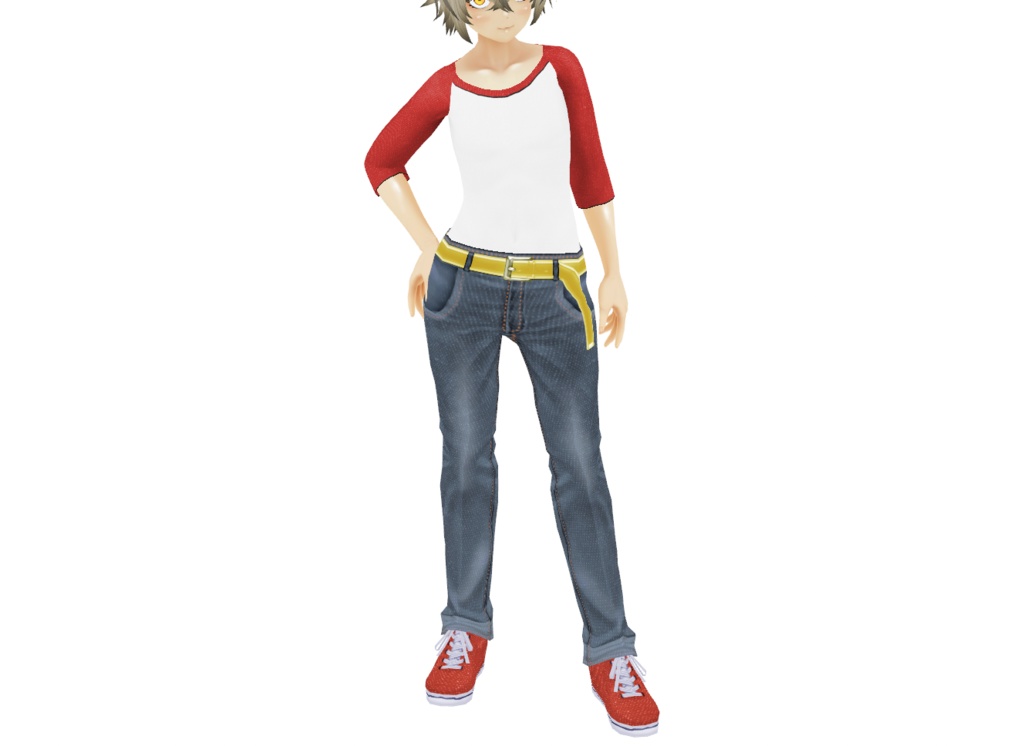 VRoid衣装「シンプルラグランシャツ&ジーパン」カスタムアイテム&テクスチャ男女兼用