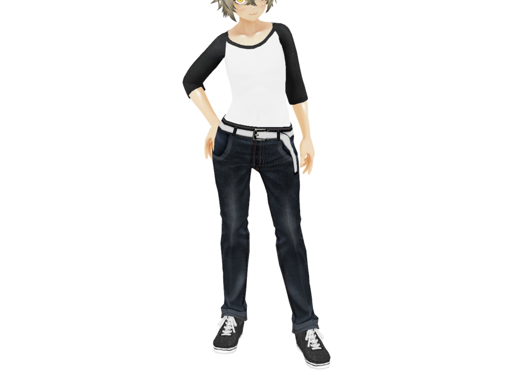 VRoid衣装「シンプルラグランシャツ&ジーパン」カスタムアイテム&テクスチャ男女兼用