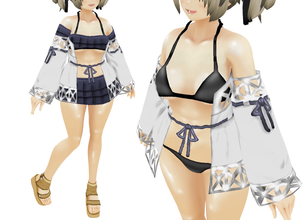 VRoid衣装「上着付きフリルビキニ」カスタムアイテム&テクスチャ