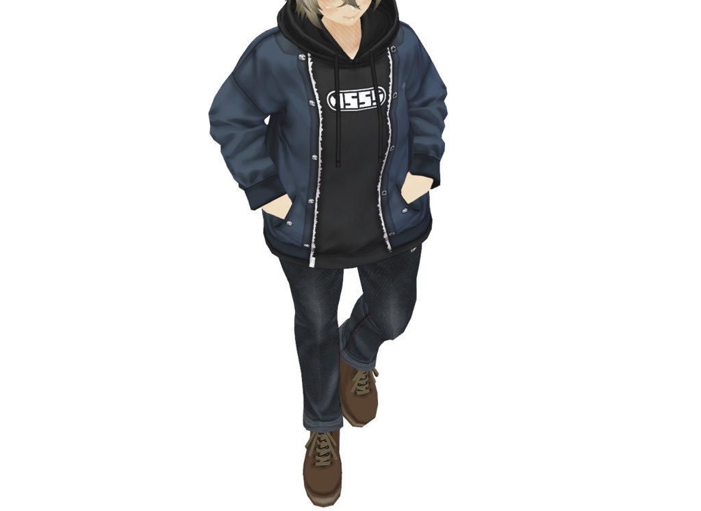 VRoid衣装「重ね着パーカーセット」カスタムアイテム&テクスチャ男女兼用