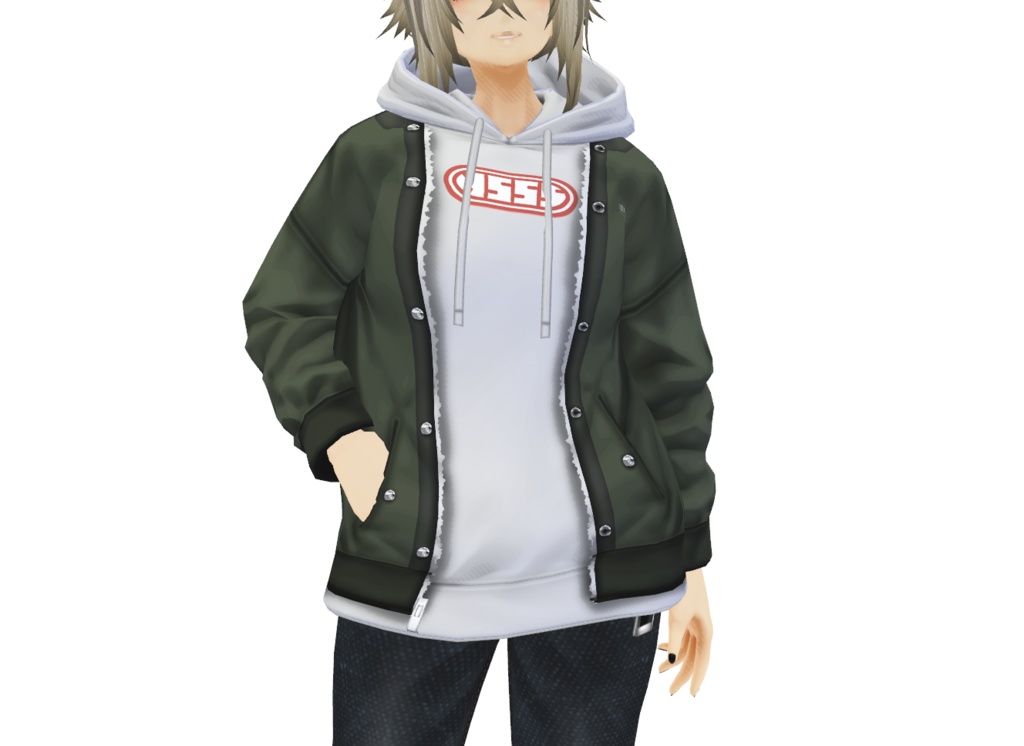 VRoid衣装「重ね着パーカーセット」カスタムアイテム&テクスチャ男女兼用