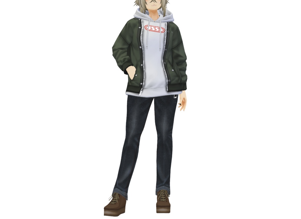 VRoid衣装「重ね着パーカーセット」カスタムアイテム&テクスチャ男女兼用