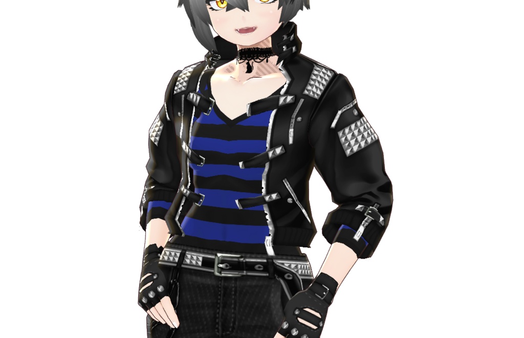 男女兼用VRoid衣装「パンク革ジャンセット」カスタムアイテム&テクスチャ