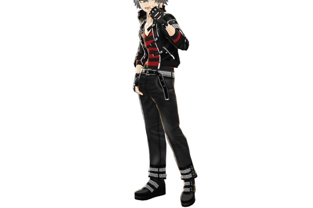 男女兼用VRoid衣装「パンク革ジャンセット」カスタムアイテム&テクスチャ