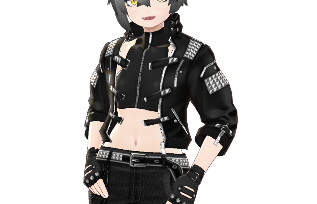 男女兼用VRoid衣装「パンク革ジャンセット」カスタムアイテム&テクスチャ