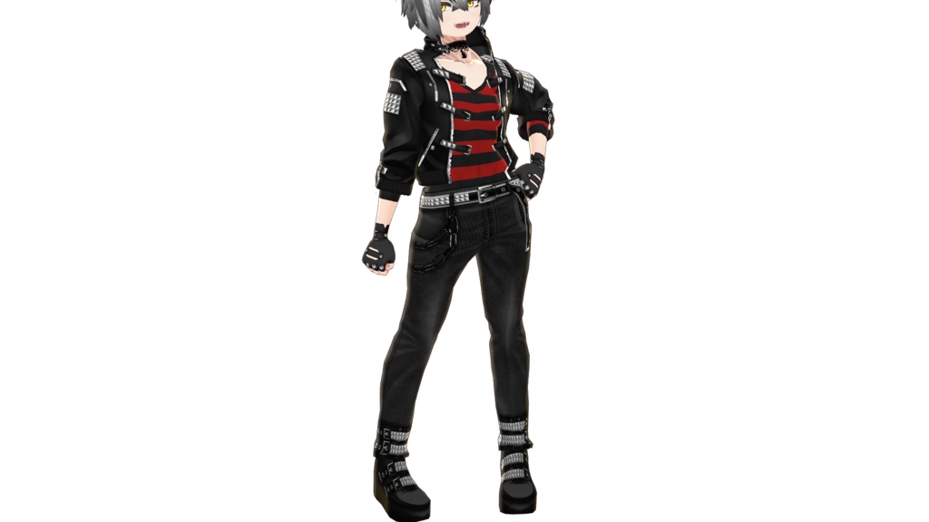 男女兼用VRoid衣装「パンク革ジャンセット」カスタムアイテム&テクスチャ