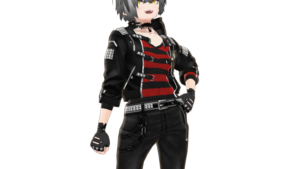 男女兼用VRoid衣装「パンク革ジャンセット」カスタムアイテム&テクスチャ