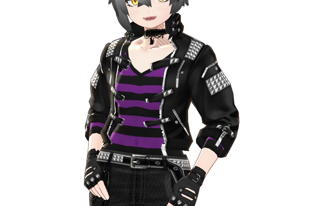 男女兼用VRoid衣装「パンク革ジャンセット」カスタムアイテム&テクスチャ