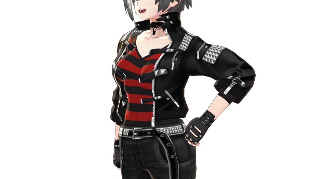 男女兼用VRoid衣装「パンク革ジャンセット」カスタムアイテム&テクスチャ