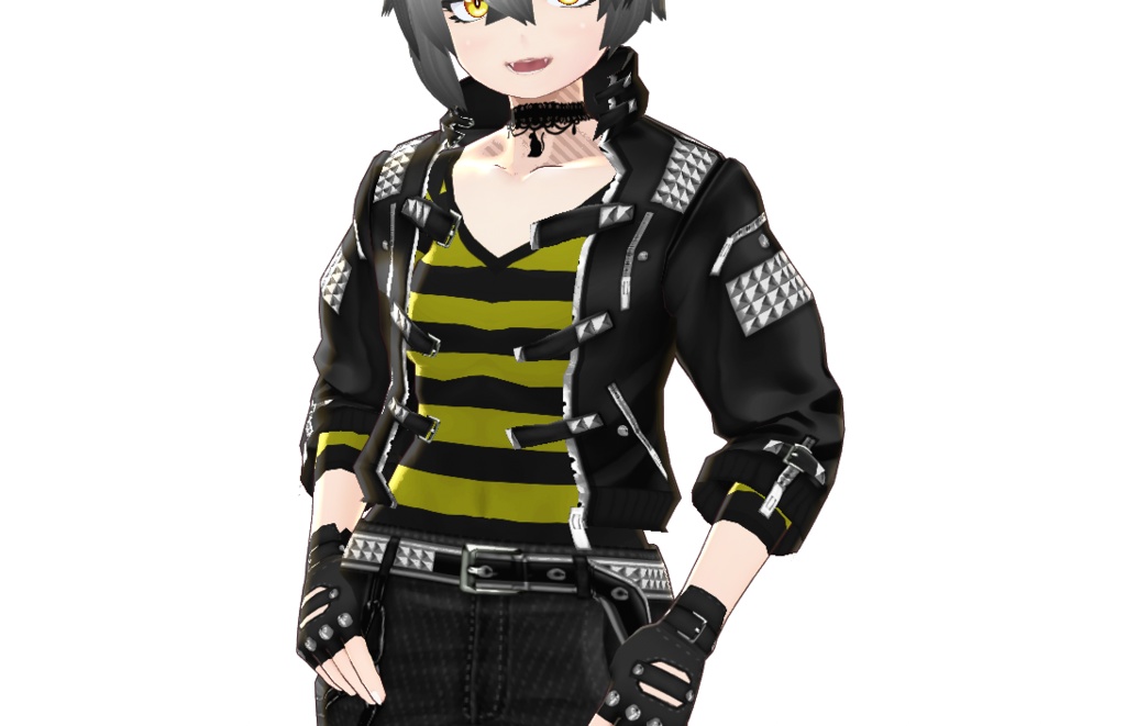 男女兼用VRoid衣装「パンク革ジャンセット」カスタムアイテム&テクスチャ