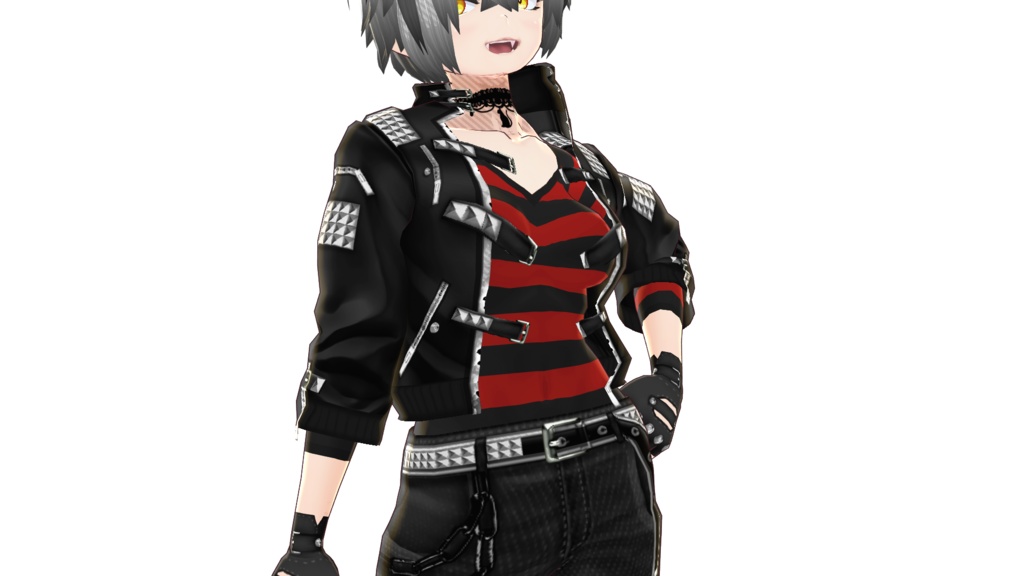 男女兼用VRoid衣装「パンク革ジャンセット」カスタムアイテム&テクスチャ