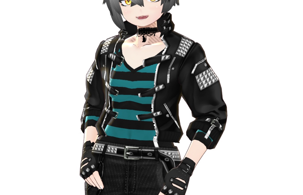 男女兼用VRoid衣装「パンク革ジャンセット」カスタムアイテム&テクスチャ