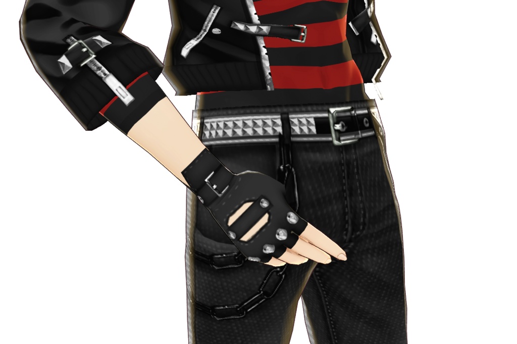 男女兼用VRoid衣装「パンク革ジャンセット」カスタムアイテム&テクスチャ