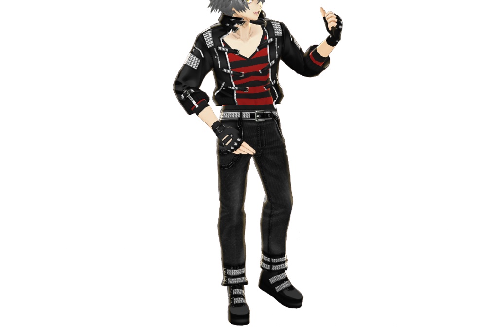 男女兼用VRoid衣装「パンク革ジャンセット」カスタムアイテム&テクスチャ