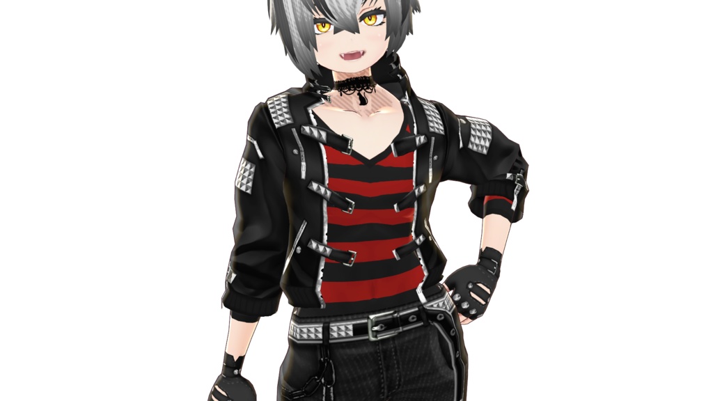 男女兼用VRoid衣装「パンク革ジャンセット」カスタムアイテム&テクスチャ