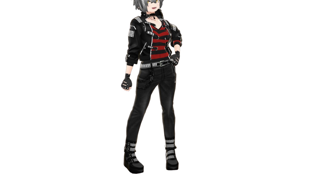男女兼用VRoid衣装「パンク革ジャンセット」カスタムアイテム&テクスチャ