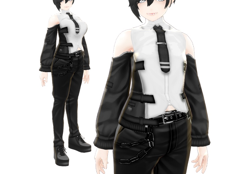 VRoid衣装 "ノースリーブシャツ＆ジャケット" カスタムアイテム＆テクスチャ男女兼用