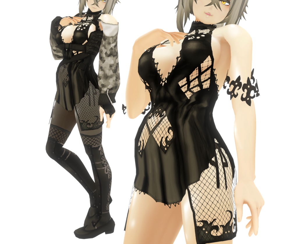 VRoid衣装"ドレス&短ジャケセット"カスタムアイテム&テクスチャ