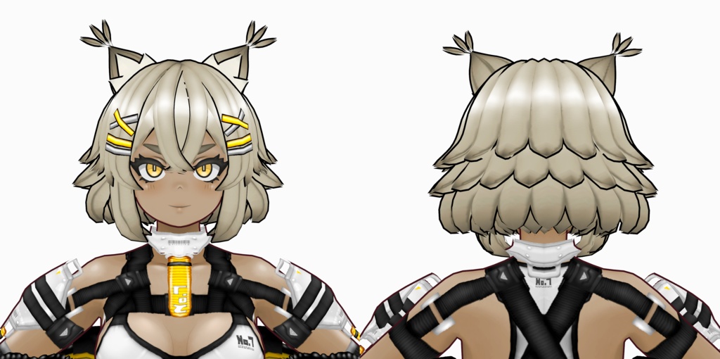 VRoid用髪型 " Lynx No.7ヘアースタイルセット+色差分 " カスタムアイテム