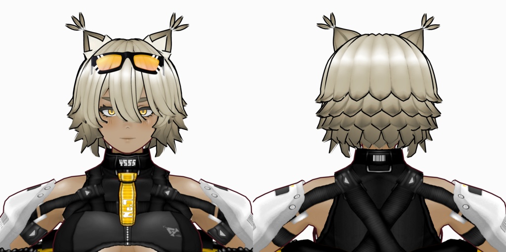 VRoid用髪型 " Lynx No.7ヘアースタイルセット+色差分 " カスタムアイテム