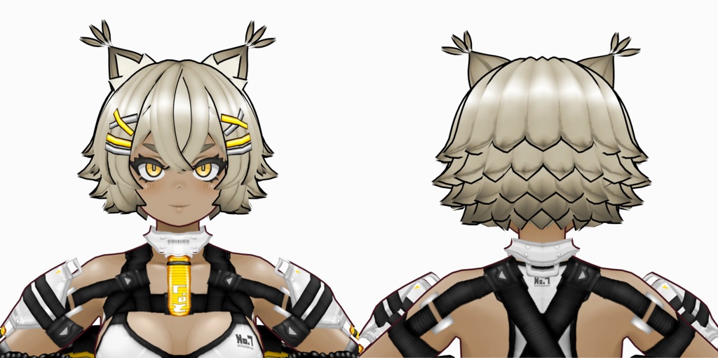 VRoid用髪型 " Lynx No.7ヘアースタイルセット+色差分 " カスタムアイテム