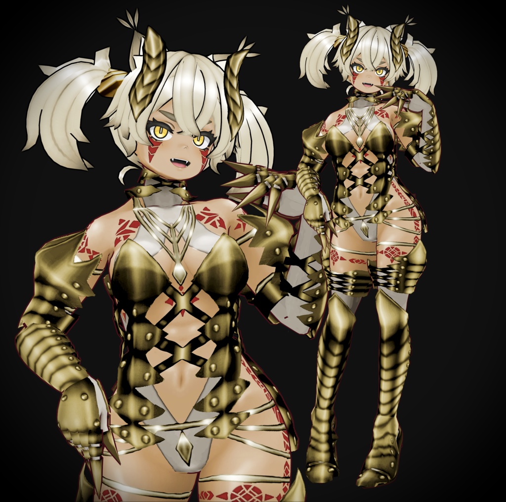 VRoid衣装 " デモンアーマーセット " カスタムアイテム&テクスチャ