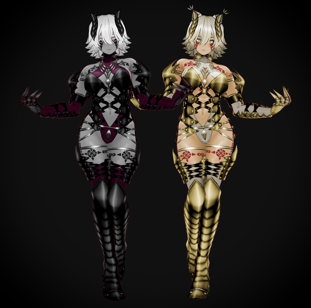 VRoid衣装 " デモンアーマーセット " カスタムアイテム&テクスチャ