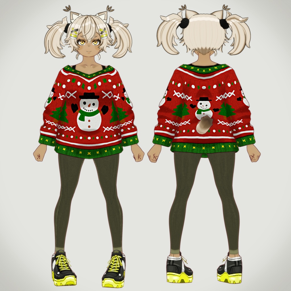 ☆無料配布!!☆男女兼用VRoid衣装 " Xmasセーターセット " カスタムアイテム&テクスチャ