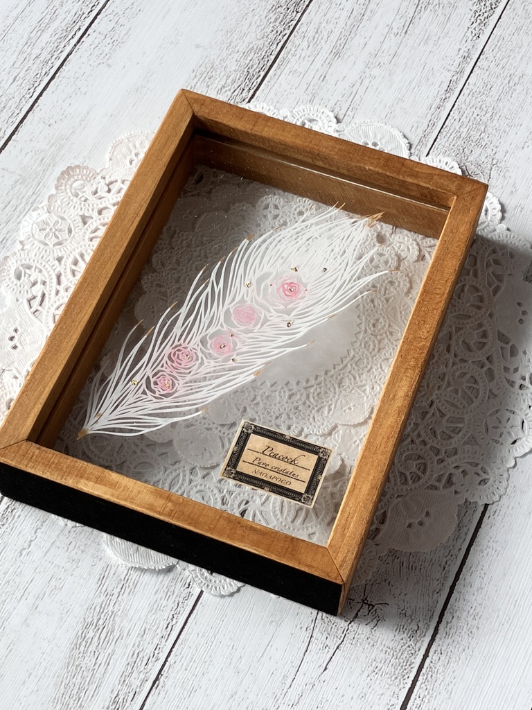 【水彩切り絵】華孔雀羽(額/瓶)