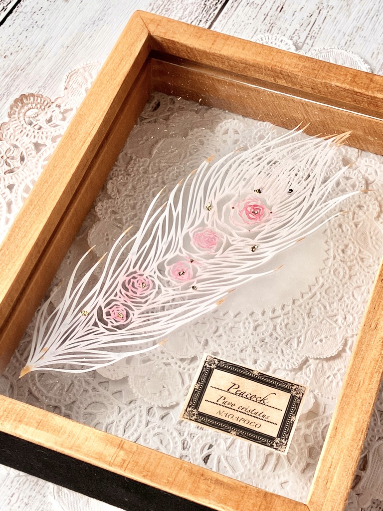 【水彩切り絵】華孔雀羽(額/瓶)