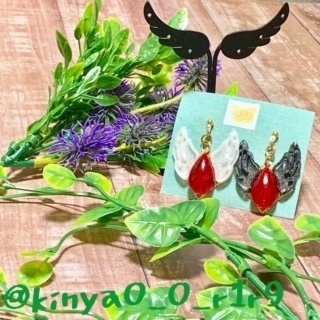 雫羽根のピアス