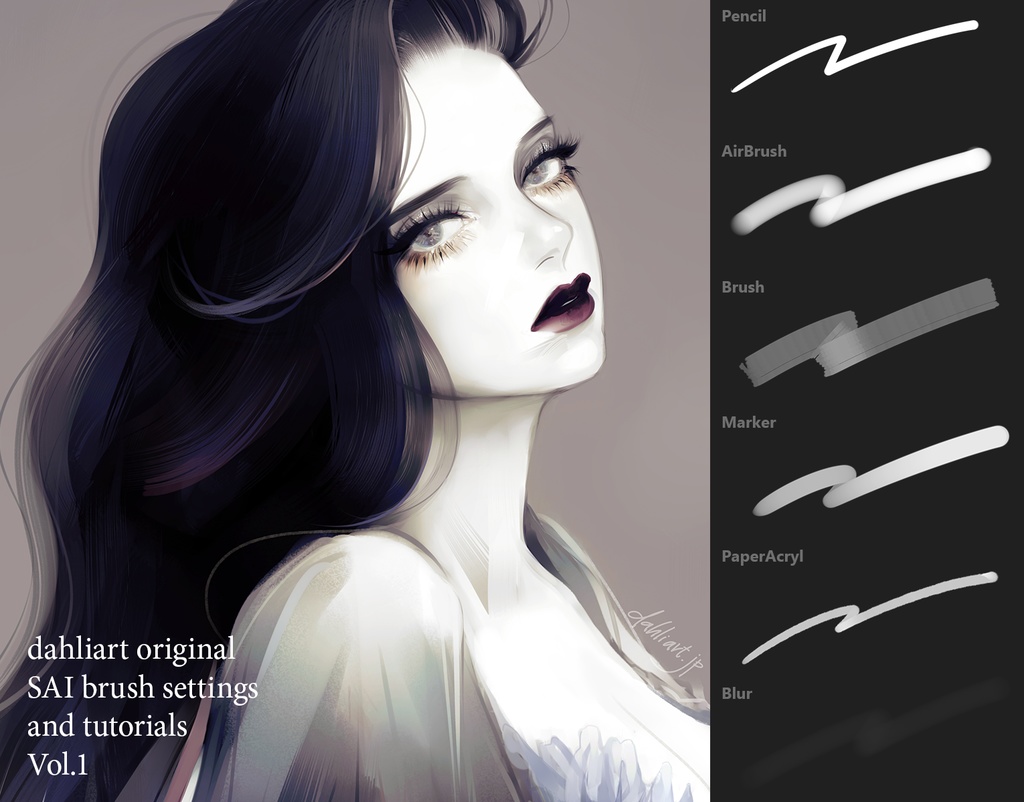 dahliart SAI brush settings and tutorials