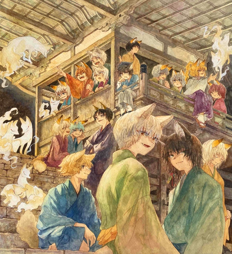 イラストカード『よふかしのつどい』