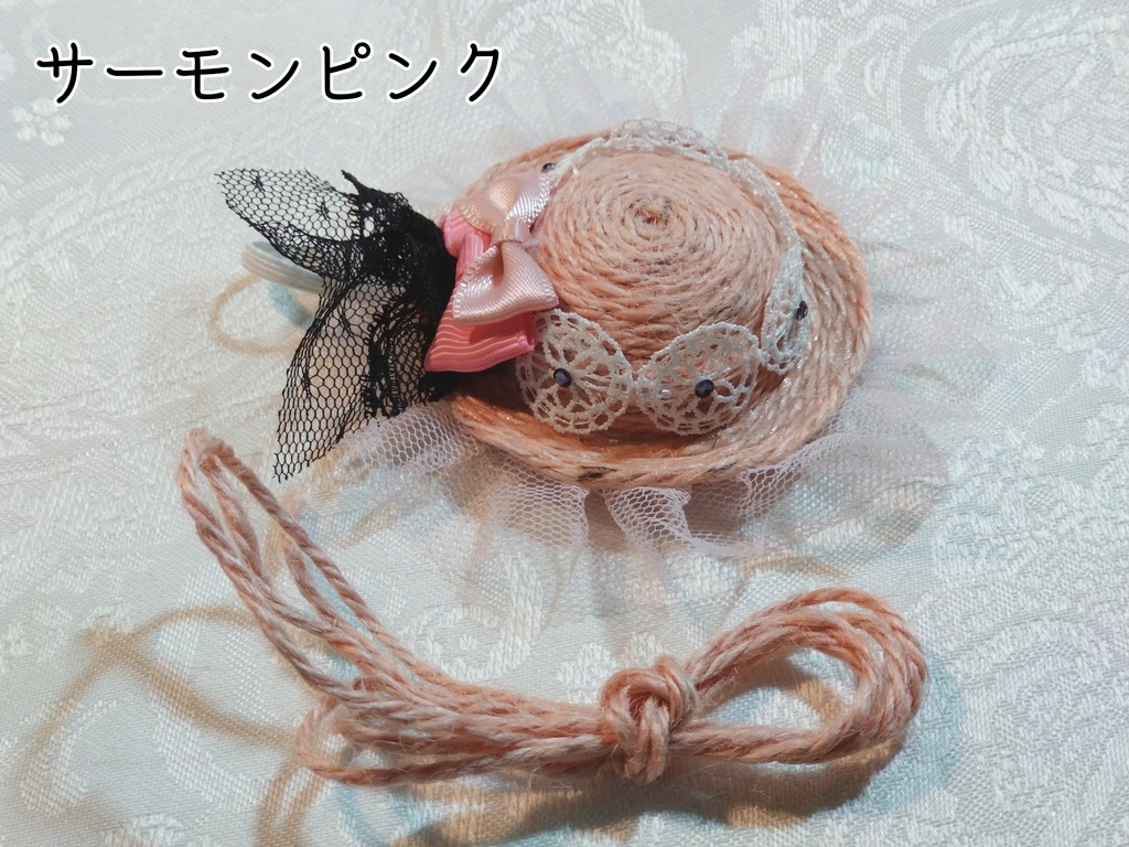 【受注生産品】ストローハット風ミニチュア帽子