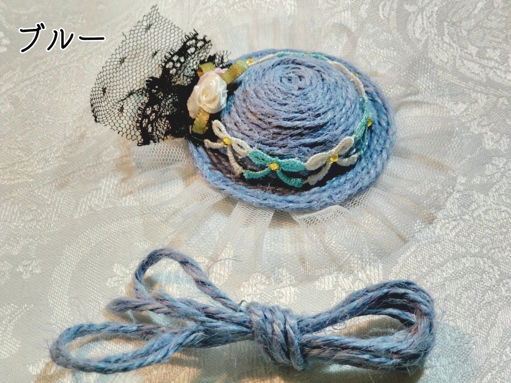 【受注生産品】ストローハット風ミニチュア帽子