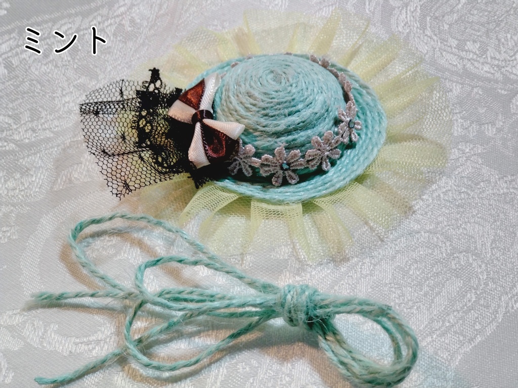 【受注生産品】ストローハット風ミニチュア帽子