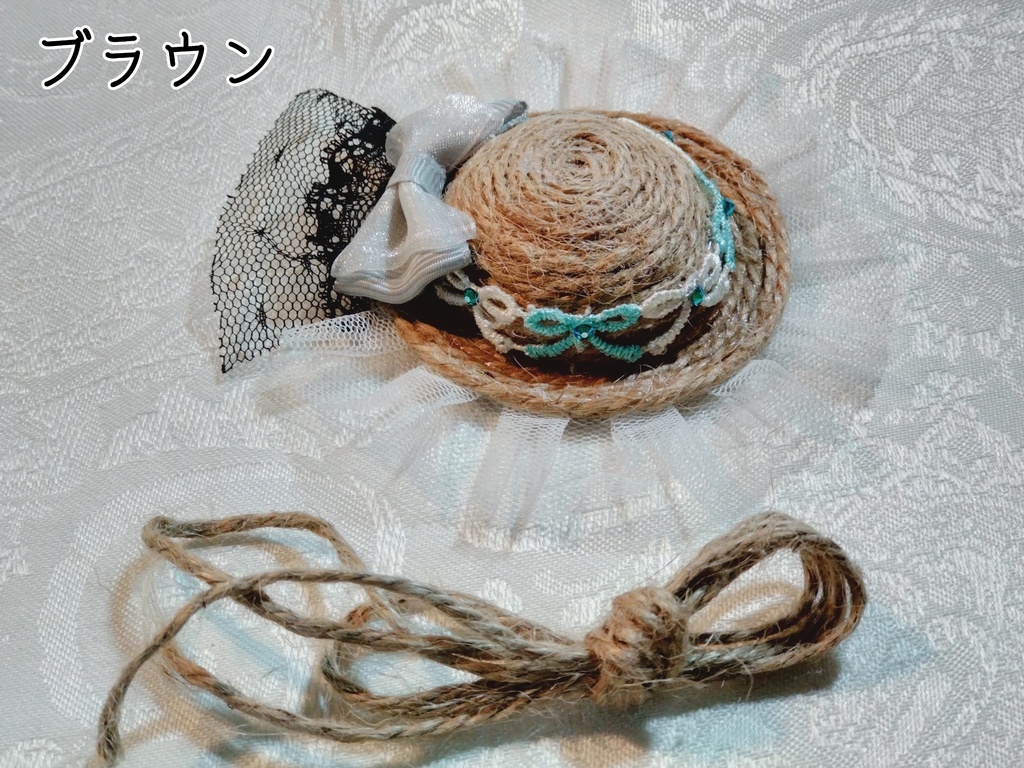 【受注生産品】ストローハット風ミニチュア帽子
