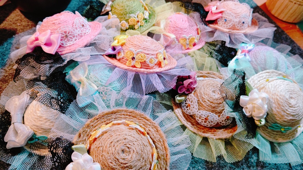 【受注生産品】ストローハット風ミニチュア帽子