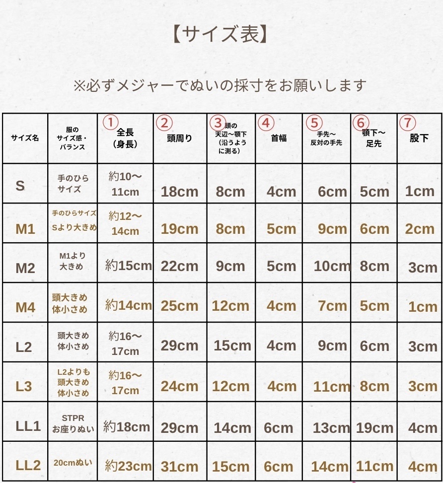 サイズ表|利用規約