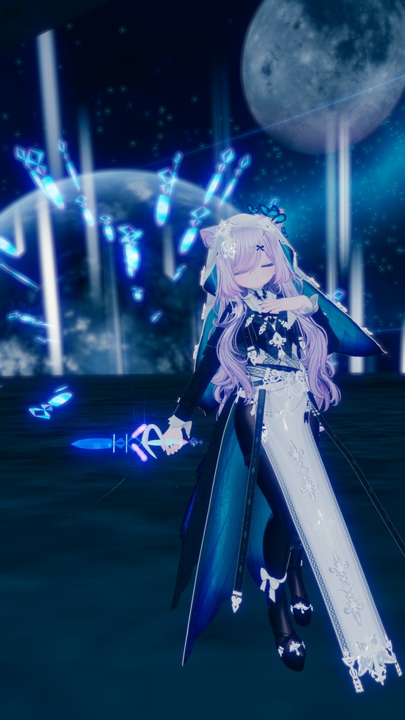 【VRChat想定武器/MA対応】Le ciel -Neige-【魔法の短剣&パーティクル魔法ギミック/Particle System】【エクまじっくぷらすつーっ!(エク専用プレハブ)付き】