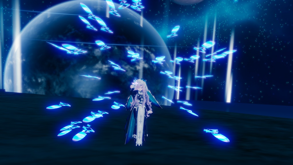 【VRChat想定武器/MA対応】Le ciel -Neige-【魔法の短剣&パーティクル魔法ギミック/Particle System】【エクまじっくぷらすつーっ!(エク専用プレハブ)付き】