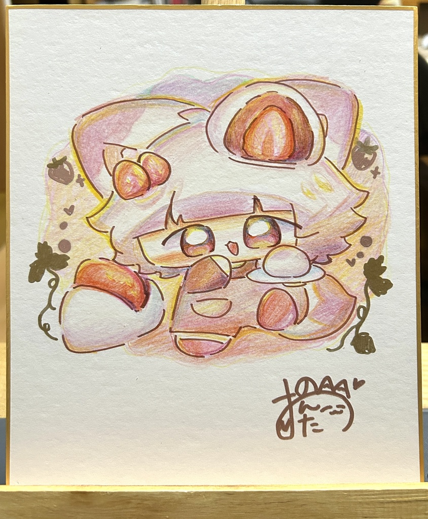色鉛筆色紙原画【いちご大福！】