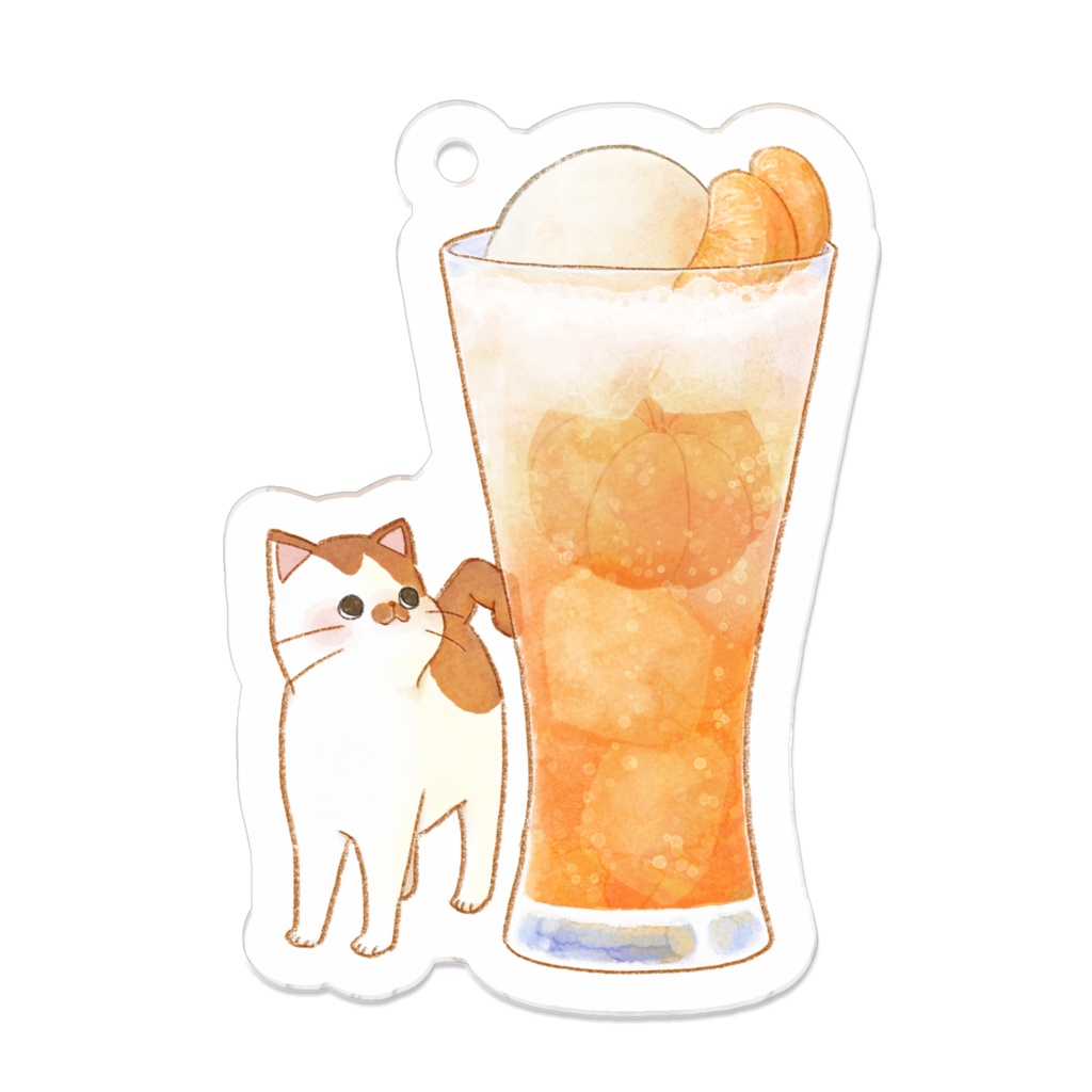 猫とみかんクリームソーダ アクリルキーホルダー