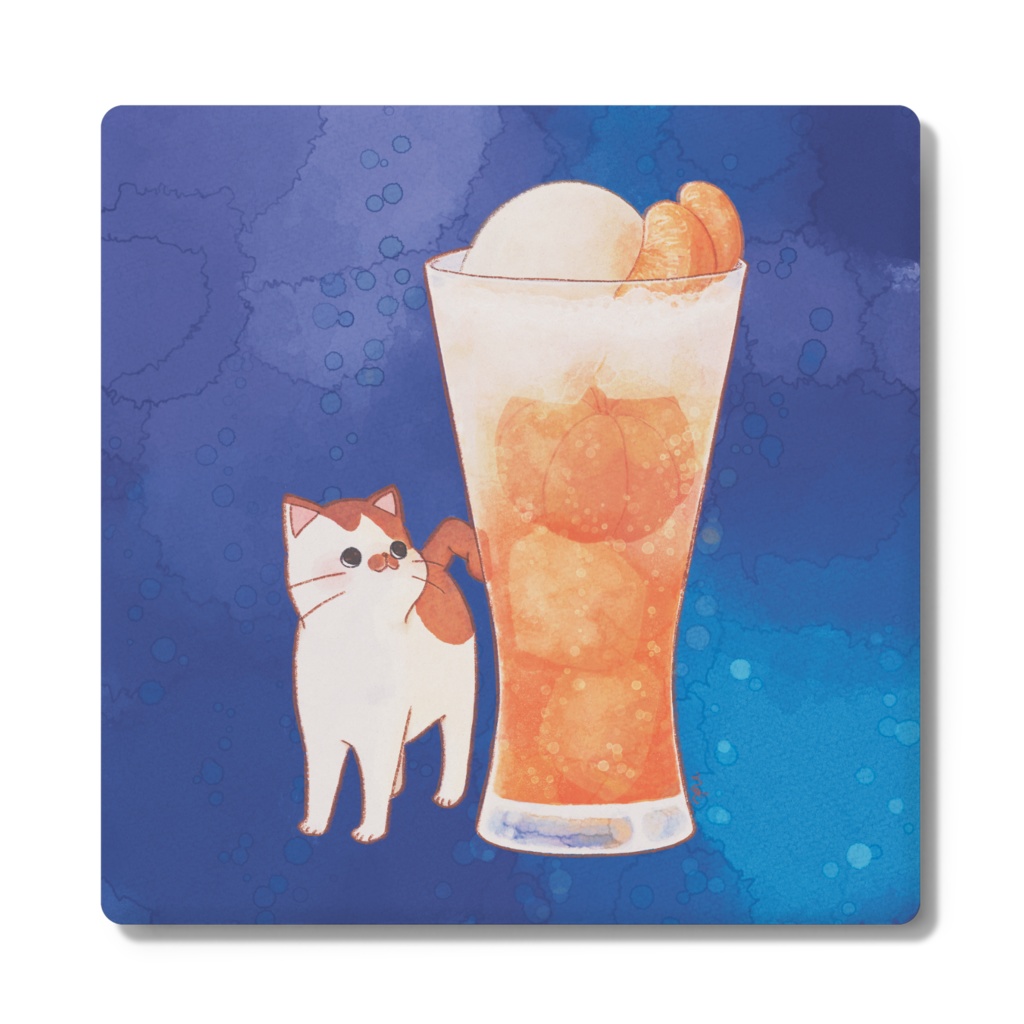 猫とみかんクリームソーダ　コースター