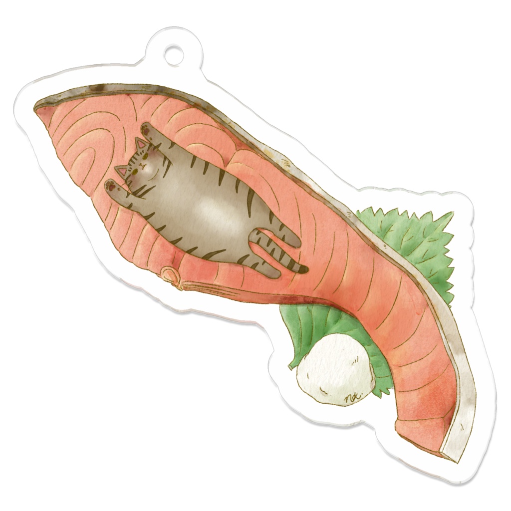 猫と焼き鮭 アクリルキーホルダー